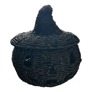 Elegant Black Woven Pumpkin Decor